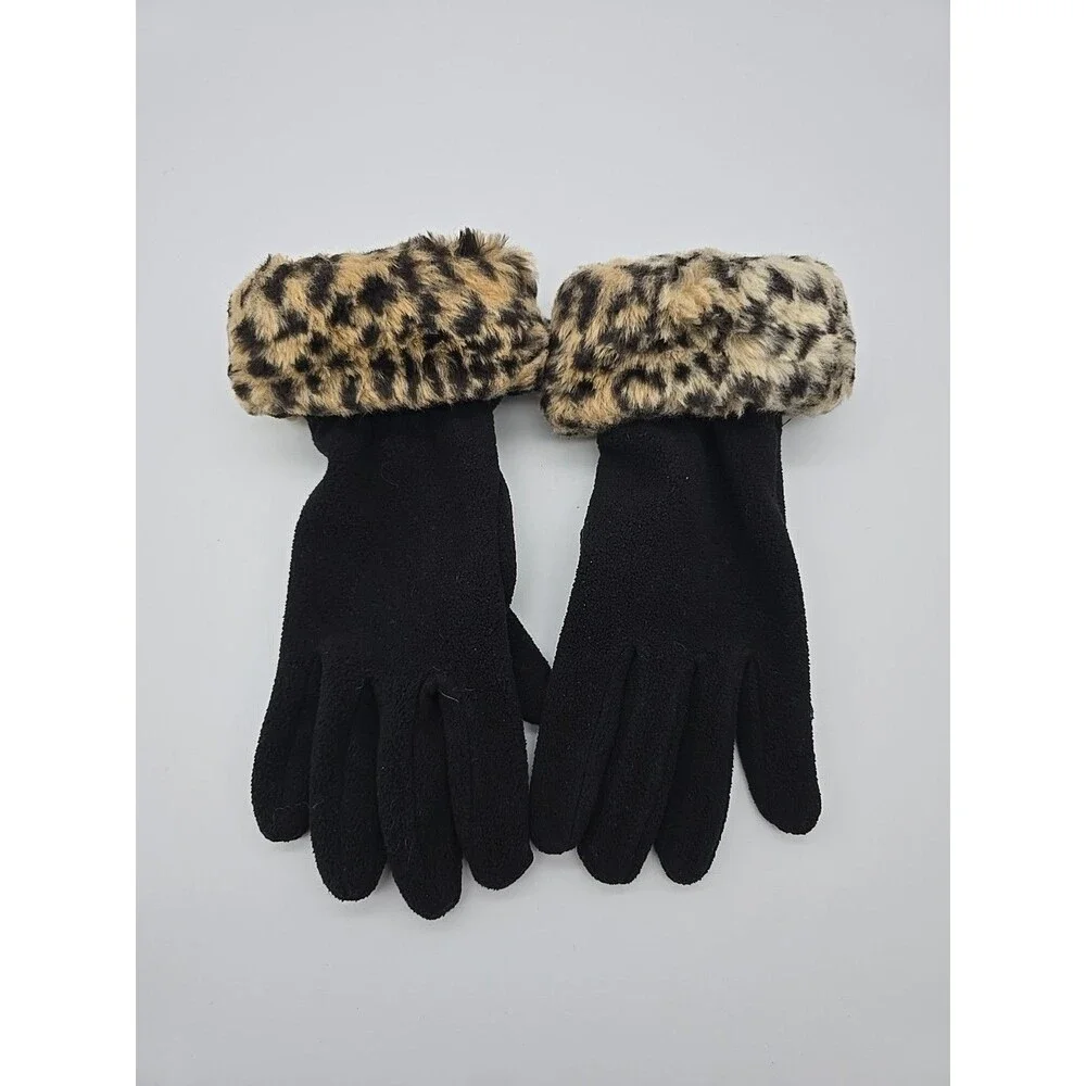 Berkshire Fashion Faux Leopard Fur & Fleece  Gloves Women's One Siz Fits Most